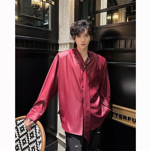 现货！25夏轻奢华男士设计感飘带亮光丝滑衬衫CS124-P88图片