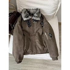 美式座山雕毛领加绒加厚棉服夹克男女冬季cleanfit工装外套，男装夹克，星座506A