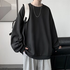 华夫格卫衣圆领卫衣男大码长袖t恤男外套 HW76099-P30加绒款-P40图片