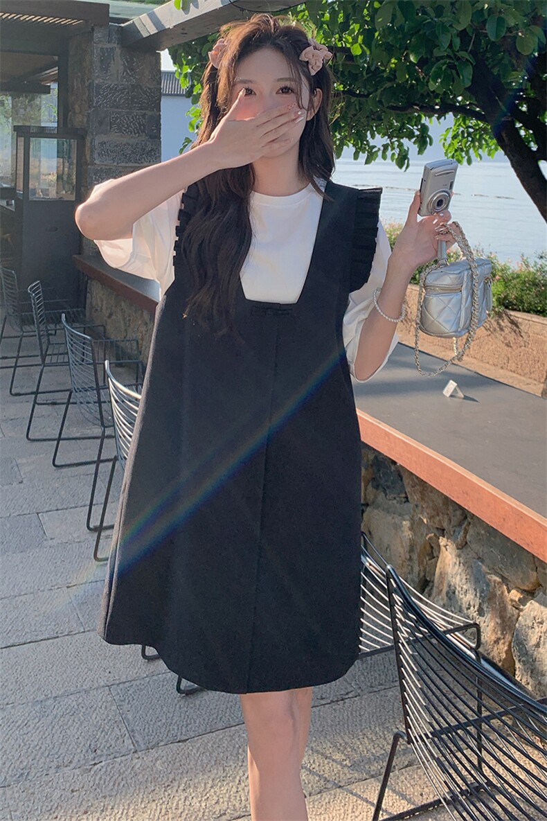 【已出大货】2024夏季新款甜酷减龄背带裙两件套时尚套装连衣裙仓,女装连衣裙,C位