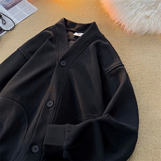8XL-M春季开衫V领卫衣男港风日系慵懒风痞帅长袖上衣服外套KS001，男装卫衣，电商B312
