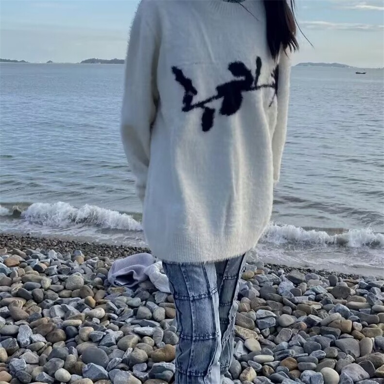 1506-1/MG1101/P56暗黑系玫瑰花马海毛毛衣cleanfit小众宽松男女,男装针织衫/毛衣,星座1506-1