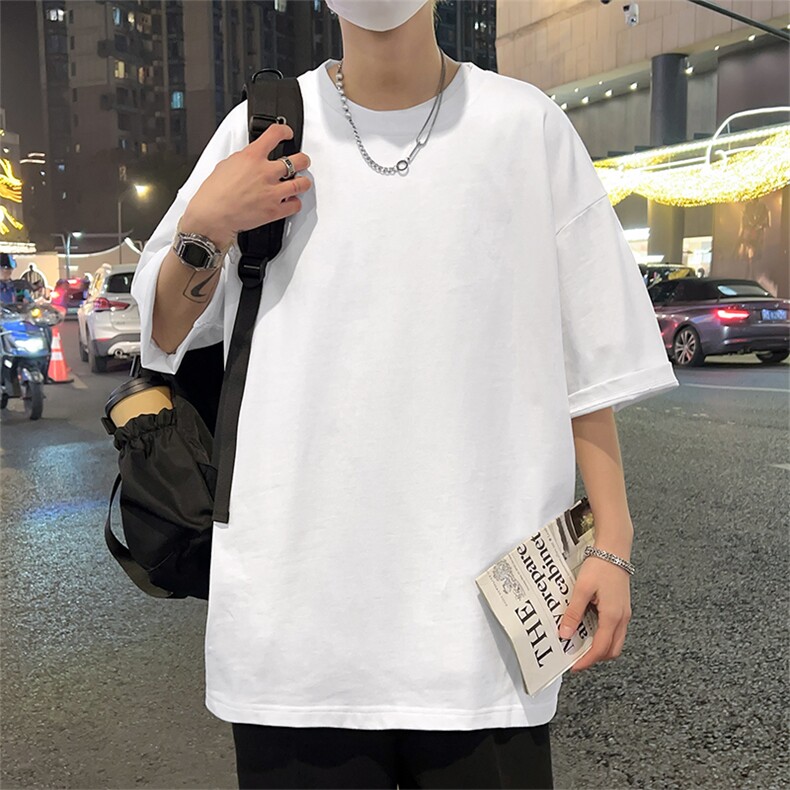 港风75棉冰感短袖T恤宽松百搭纯色光板圆领短袖TC3160-P19图片