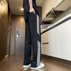夏季新款条纹垂感冰丝长裤男宽松速干直筒休闲裤现货K8093-P36，男装休闲裤，星座512-3