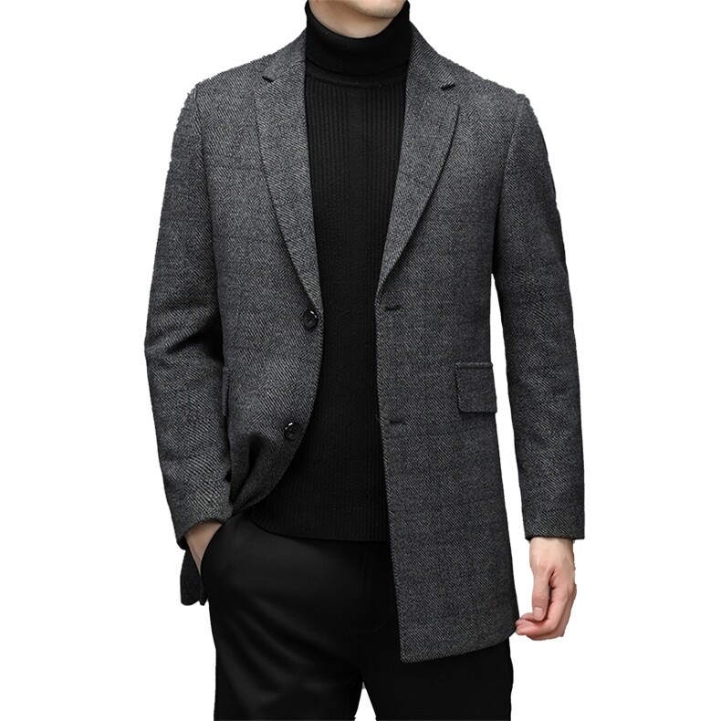 冬季外套中长款棉服男士西装领棉衣商务休闲中年加厚保暖外套男装,男装棉衣,电商B212（原钱塘6029）