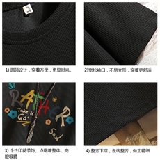 华夫格t恤男短袖男大码五分袖砖墙挂拍HT73301-P22，男装T恤，电商A040A