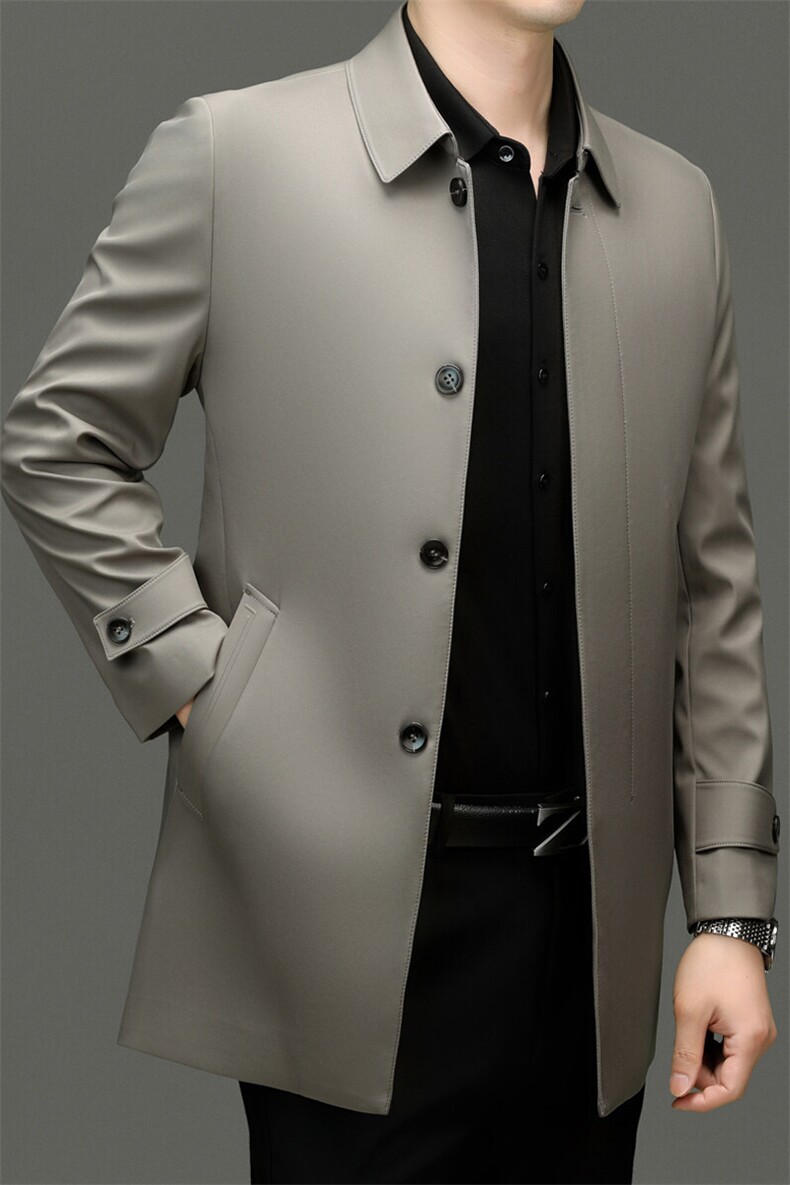 GDN-A8790春秋新款男士风衣翻领商务领导服男装纯色外套,男装风衣,电商B360