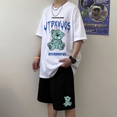 潮牌短袖套装夏季韩版修身潮男搭配上衣短衣服A161-2-TZ08-P50，男装休闲套装，电商A161-2