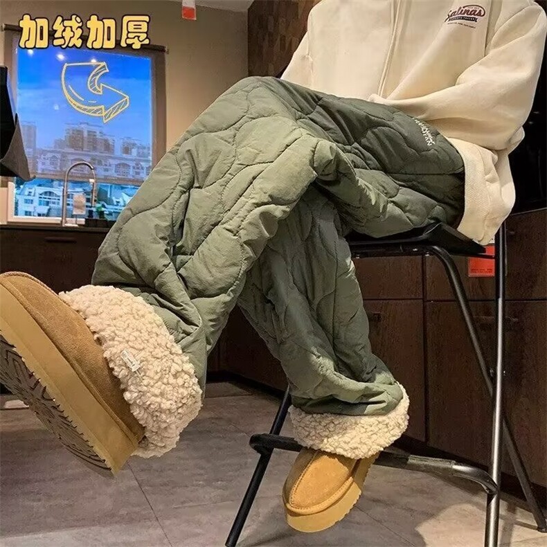 WASSUPHAPPY羽绒棉裤男士冬季款加绒加厚防风防水羊羔毛休闲裤子,男装棉裤,星座1002-2