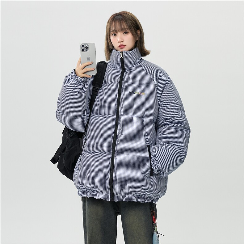 XZ-230-1MY700中性风简约百搭格子刺绣双面穿休闲面包服P118控158，鞋类箱包手腕包，星座230-1