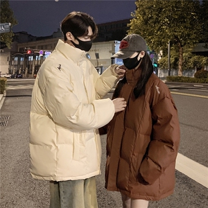 情侣装冬装 港风pu软皮刺绣棉服 棉衣休闲加厚外套男 G1108 P128图片
