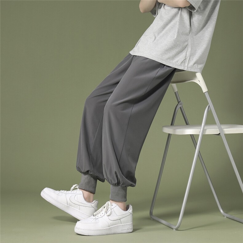 2023春夏薄款束脚休闲裤男士宽松冰丝九分裤子2026-特批20,男装休闲裤,星座718-1