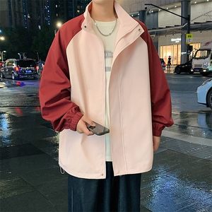 港风拼接上衣夹克宽松落肩立领冲锋衣外套 JK864 P65图片