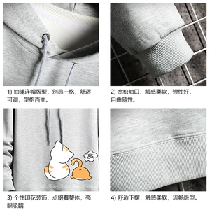 纯棉连帽卫衣男大码运动帽衫宽松薄 WY2357-P35 加绒款-P40 网格图片