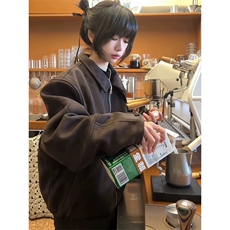 现货自制摩卡猎装夹克巴恩风春复古M65棕色短款翻领麂皮绒外套，男装夹克，星座910A