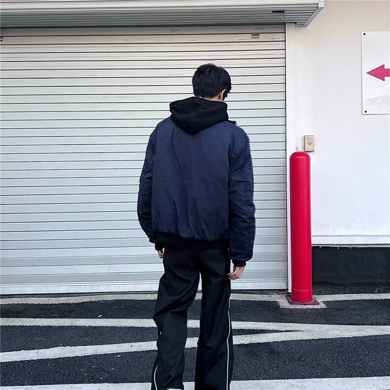 网红同款美式复古藏青色飞行员夹克外套潮牌欧美街头短款棒球服男,男装夹克,星座506A