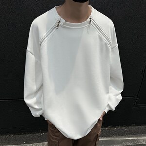 2026港风双侧金属拉链圆领大码M-5XL潮流纯色卫衣WY77865P55控88，男装卫衣，星座227-7