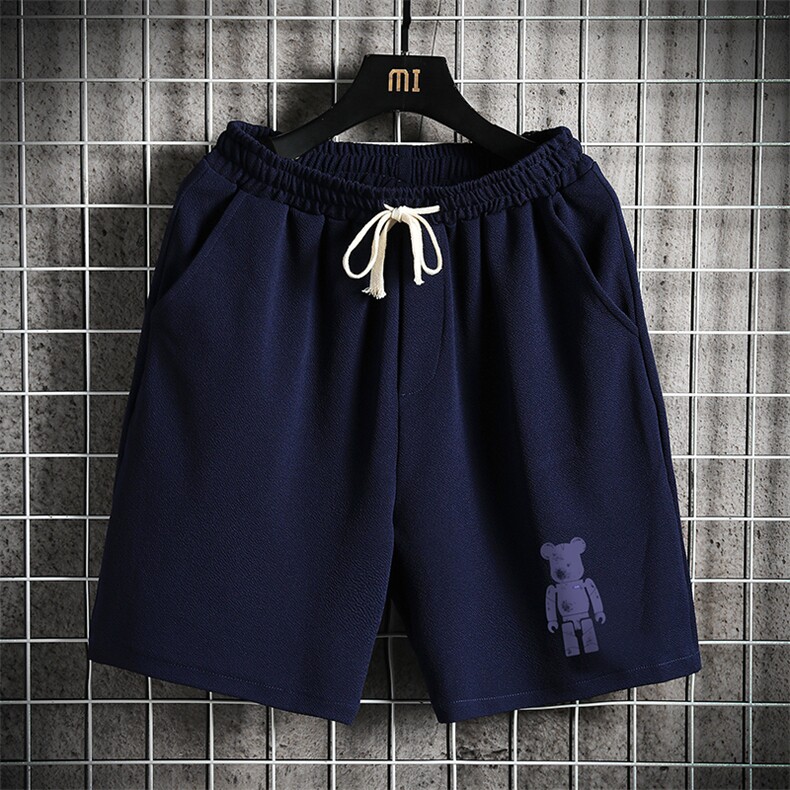 MK37242-P15冰丝短裤男士大码宽松休闲五分裤男运动中裤网格,男装休闲裤,电商A040A