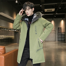 不断货男士派克服中长款棉衣加绒加厚风衣连帽外套JR917-P90，男装风衣，星座301D(原星座1004-8）