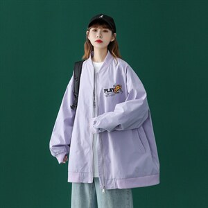 中性风 2023秋季新款字母印花港风宽松潮牌潮流夹克 G06 p55控78图片