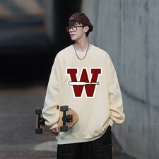 大字母印花宽松圆领卫衣Y137常规版P38加绒版P58，男装卫衣，电商B219