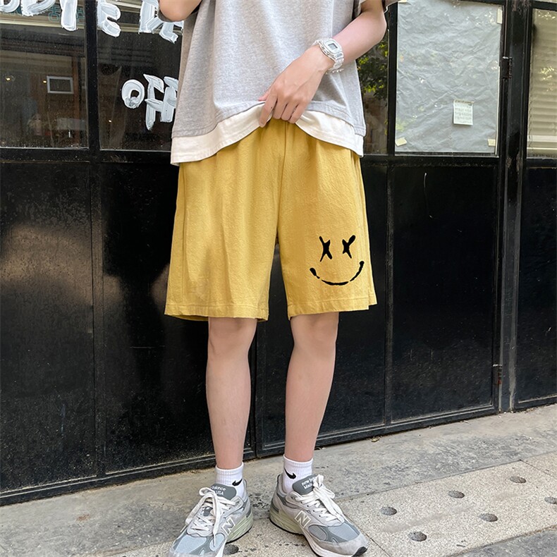 YD33190-P25港风潮牌亚麻短裤男大码棉麻五分裤男中裤沙滩裤,男装休闲裤,电商A040