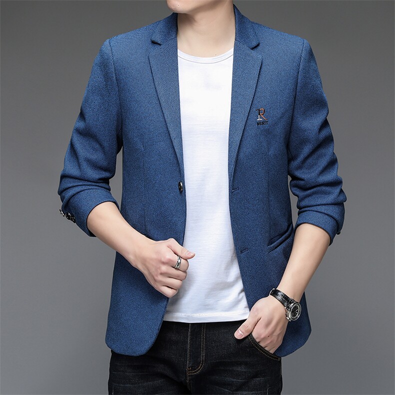 2023春季新款中年男士简约休闲纯色长袖西服上衣外套外套商务休闲,男装西服,电商B212（原钱塘6029）