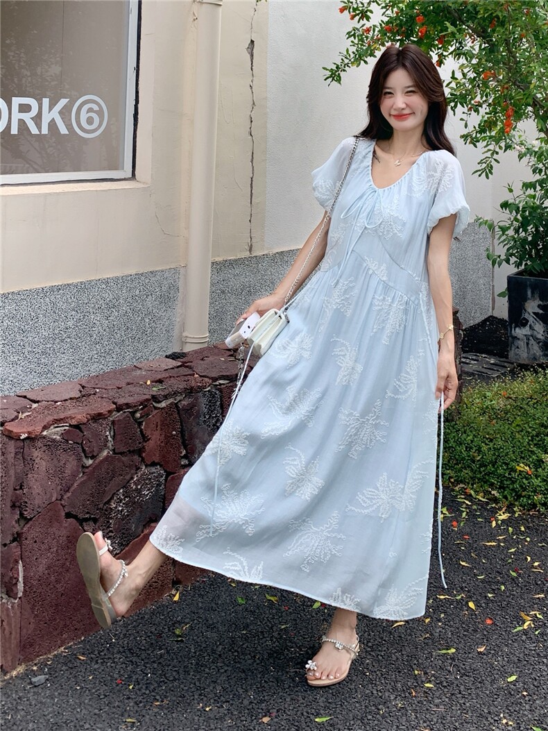 连衣裙女2025夏季新款女装短袖裙子,女装连衣裙,慧尚依恋