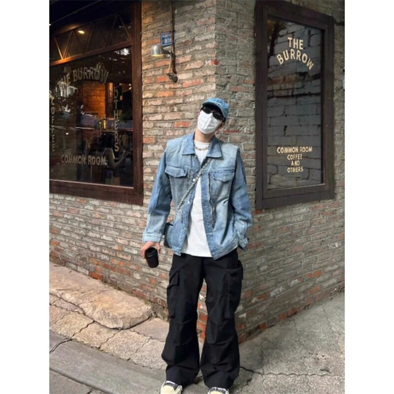 垫肩牛仔外套男美式正肩小众夹克JK004特P70,男装工装外套,星座908-1