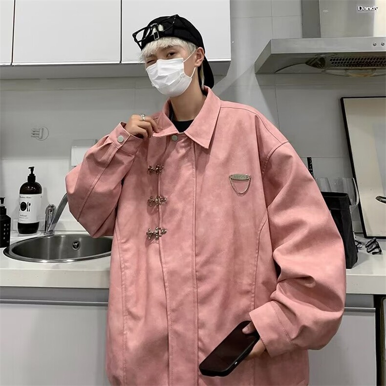 美式复古飞机扣PU皮外套男女春秋宽松休闲夹克JK21-P93,男装牛仔裤,星座308B-2