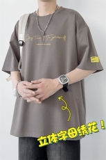 冰氧仿棉短袖港风白墙夏季休闲百搭字母印花男上衣TC3152-P22控48，男装T恤，星座717