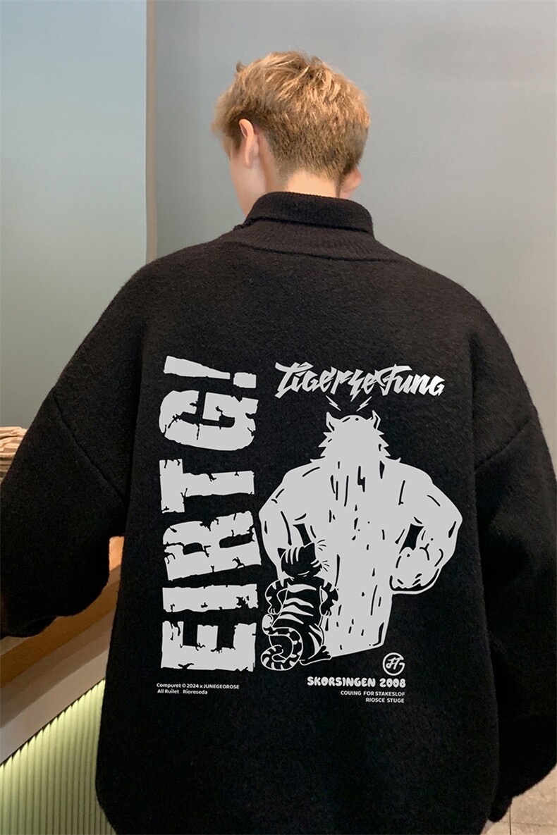 高质量！秋冬高领毛衣加绒加厚翻领针织衫男毛衣FL241-特p38,男装针织衫/毛衣,电商B367