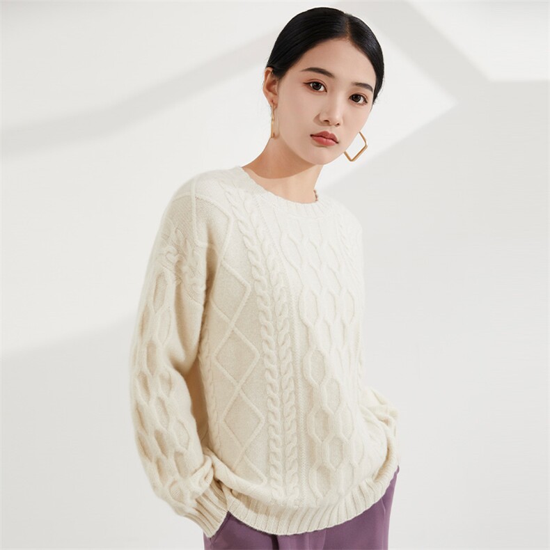 百搭休闲简约套头衫女显瘦时尚短款圆领羊绒衫图片