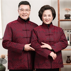 主推情侣毛领加绒中老年唐装外套爸爸妈妈喜庆生日婚宴风外套，男装民族服装，钱塘723