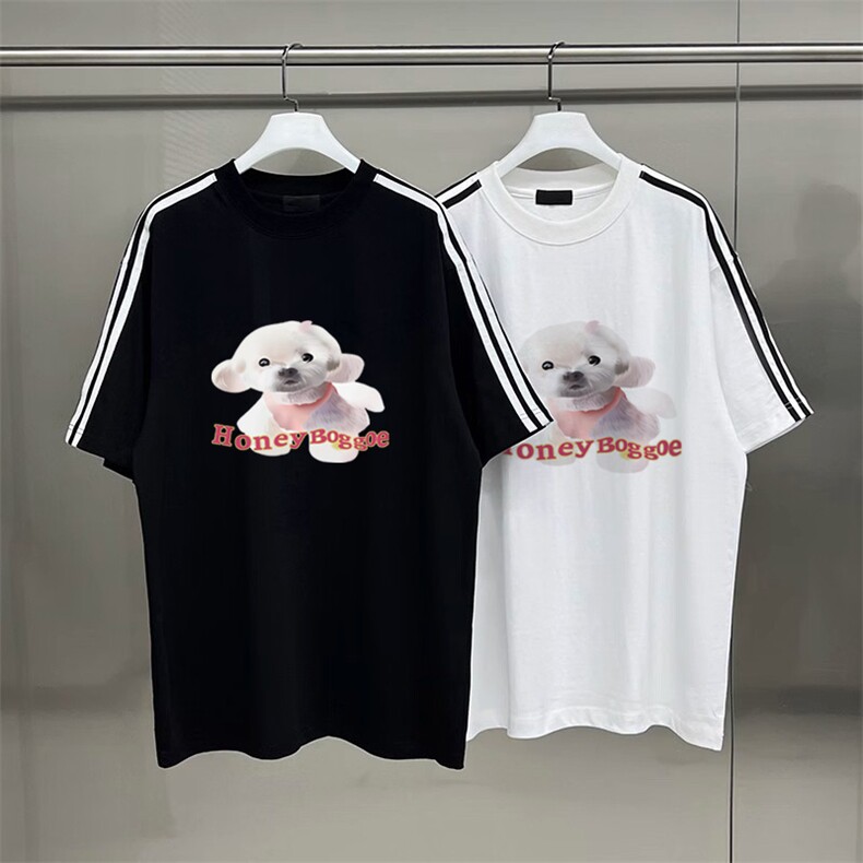 夏季美式高街重磅纯棉三条杠织带撞色男女短袖T恤STG252特P25,男装T恤,电商A486
