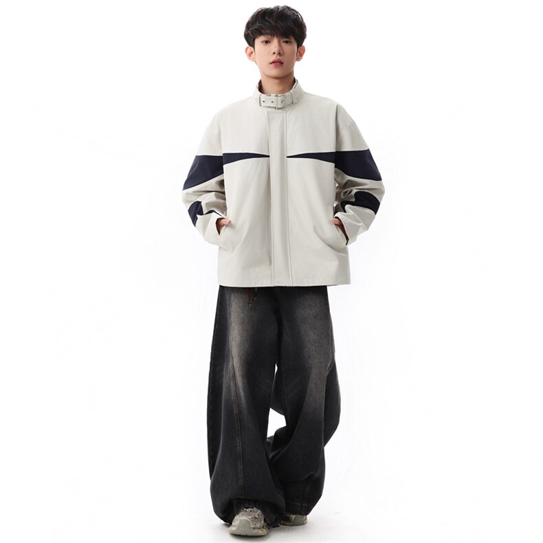 复古撞色拼接立领冲锋衣外套男开衫外套夹克棒球服JK01575-P73,男装夹克,星座308B-2