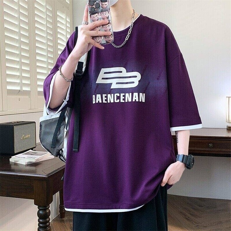 25152-特P40夏季休闲时尚T恤男短袖打底衫青少年潮牌印花T恤,男装T恤,电商D310B