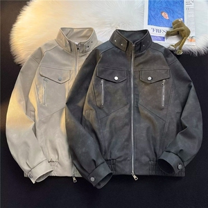 长袖美式复古做旧层次织线设计工装夹克W281-P102图片