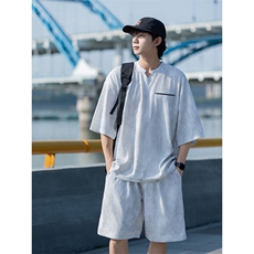 TZ791-特批55控98夏季冰感扎染冰丝速干大码短袖短裤T恤套装男，男装休闲套装，电商A059