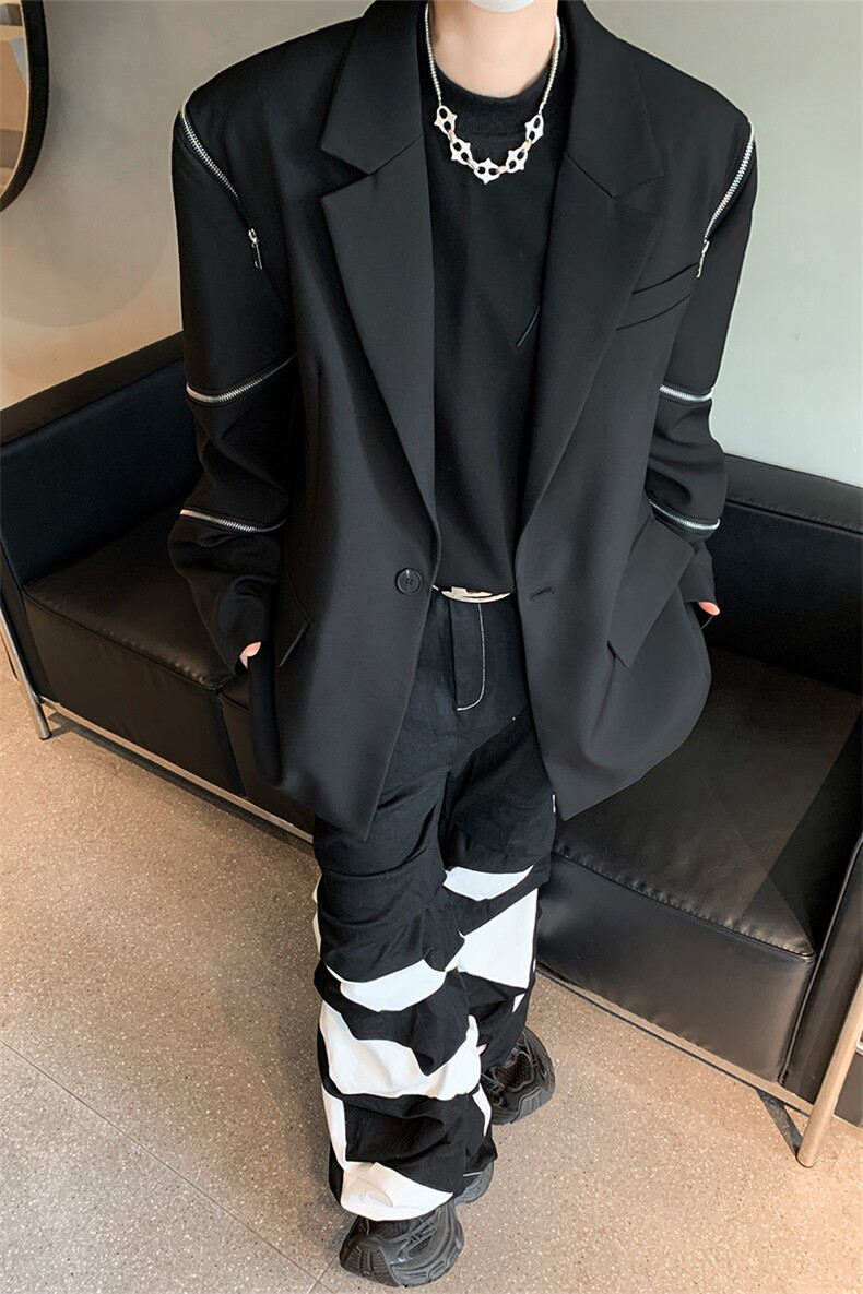 潮牌高级感小西装男秋小众拉链装饰设计感西服XZ514-2-24243-P118,男装西服套装,星座514-2(原B239)
