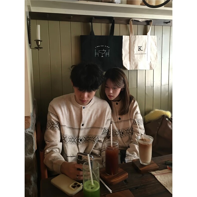 1506/QTK760/P55费尔岛提花软糯针织开衫复古休闲百搭毛衣外套,男装针织衫/毛衣,星座1506