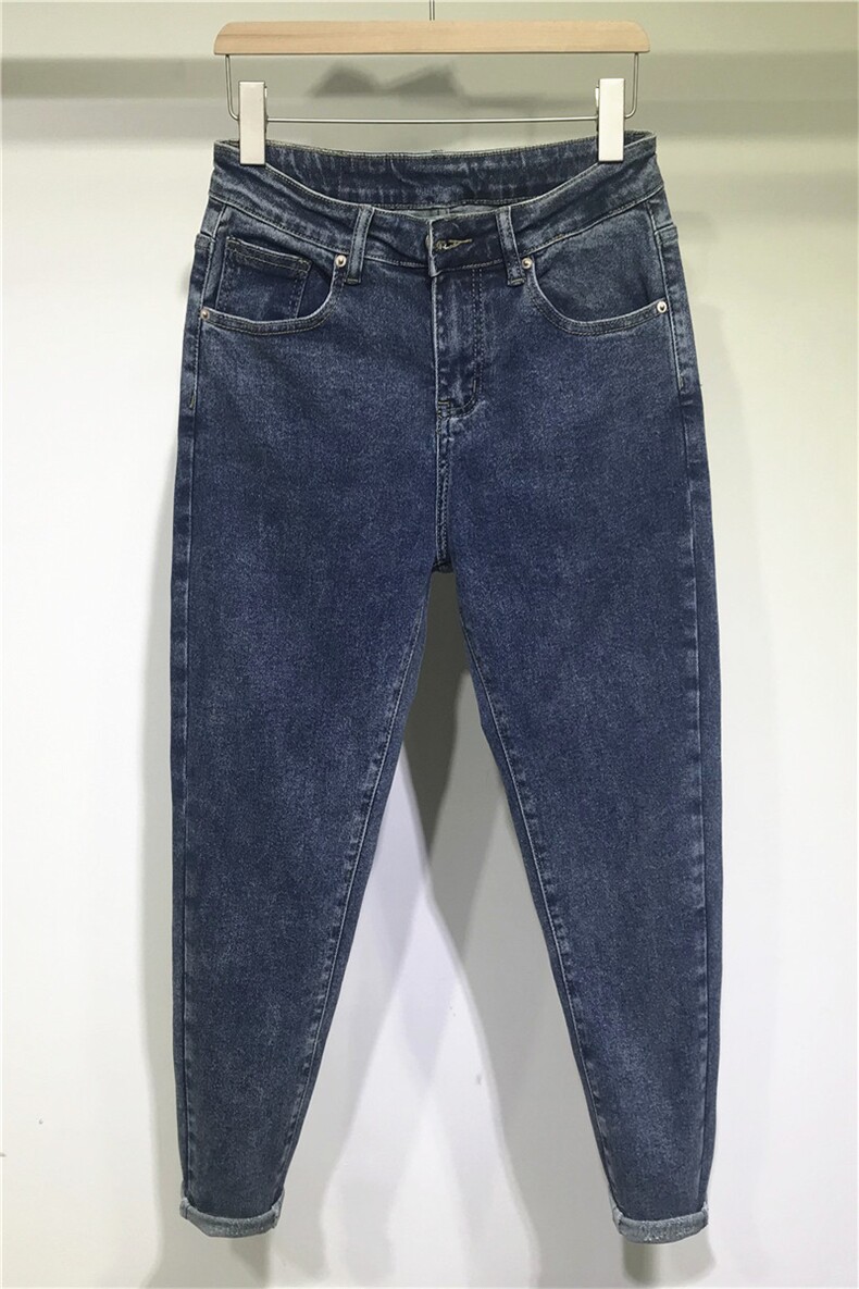 秋季新品深蓝色弹力做旧修身小脚牛仔裤男铅笔裤6032-P85长期款,男装牛仔裤,电商B230