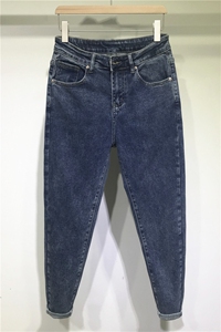 秋季新品 深蓝色弹力做旧修身小脚牛仔裤男铅笔裤6032-P85 长期款图片