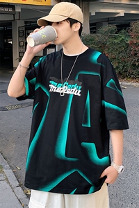 抖音得物高品质 40支双纱精梳印花潮纯短袖T恤男女T7197-P45图片