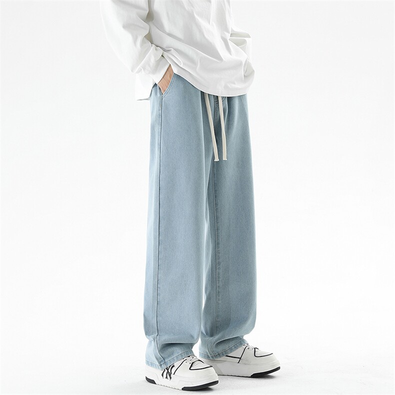 日系秋冬新款牛仔裤男宽松直筒潮牌港风潮流百搭长裤子特P30，男装休闲裤，星座205-1