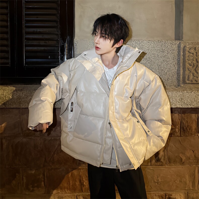 (自家图）解构短款PU皮立领棉服外套3005-P125,男装棉衣,星座910-5