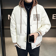 2025新款男羽绒服冬季连帽假两件外套微阔版型B240-YR8069-P215，男装羽绒服，电商B240
