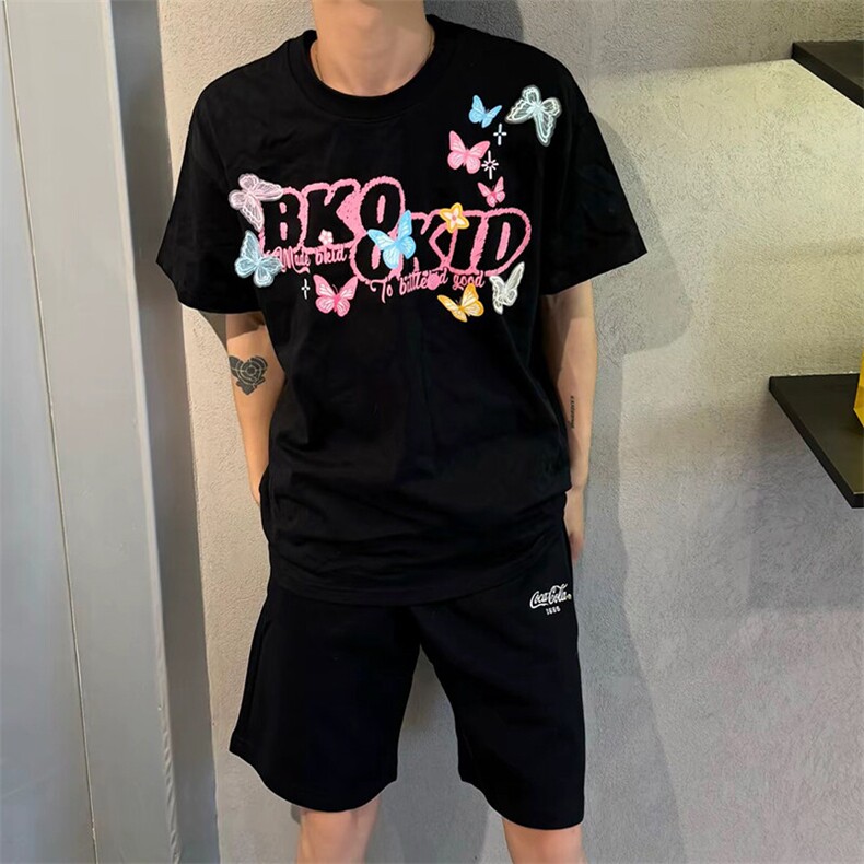 万针全刺绣工艺抖音得物高品质260克重磅纯棉双纱美式高街短袖T恤,男装T恤,电商A486