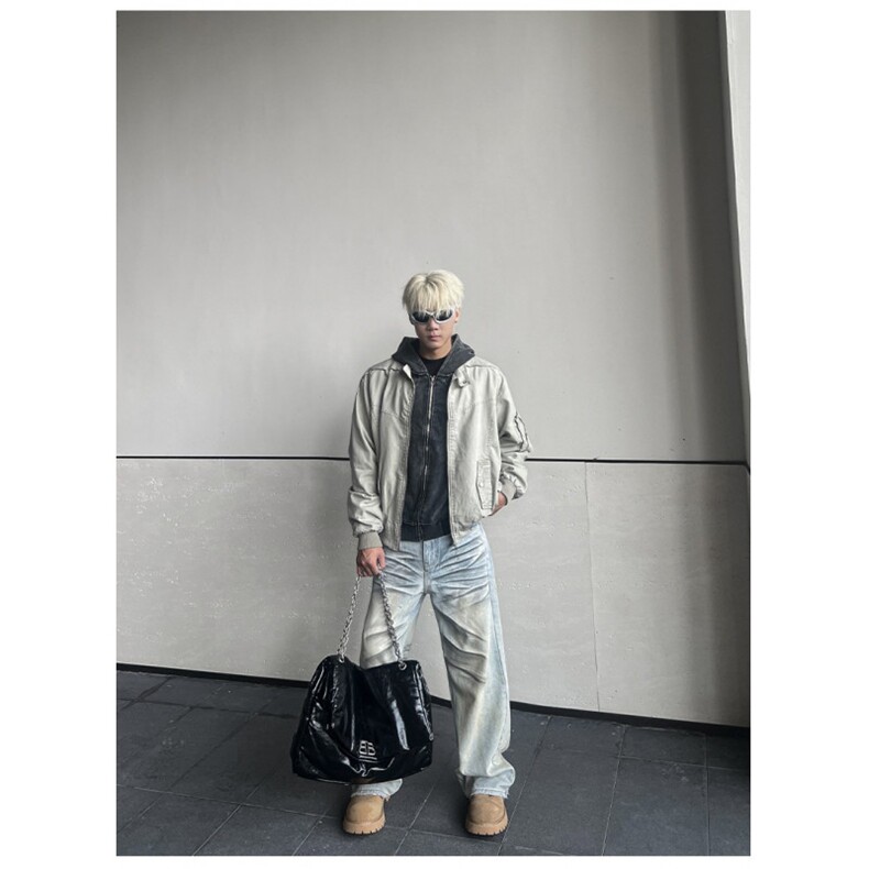 W10542-P75网图现货新款设计感宽松百搭棒球服夹克外套高品质,男装夹克,星座1608