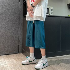 QK72166-P25冰丝七分裤男大码速干短裤男五分裤港风，男装休闲裤，电商A040